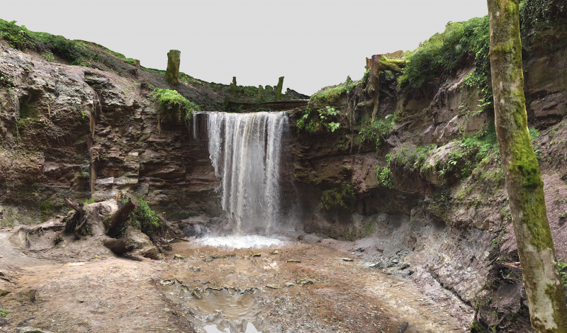 digitales 3D-Modell des Wasserfalls an der Hörschbachschlucht