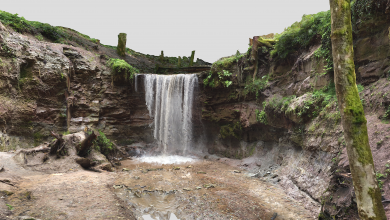digitales 3D-Modell des Wasserfalls an der Hörschbachschlucht